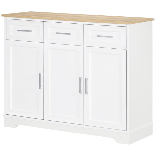 Homcom Kitchen Sideboard Buffet Cabinet With 3 Adjustable Height For Dining Room White