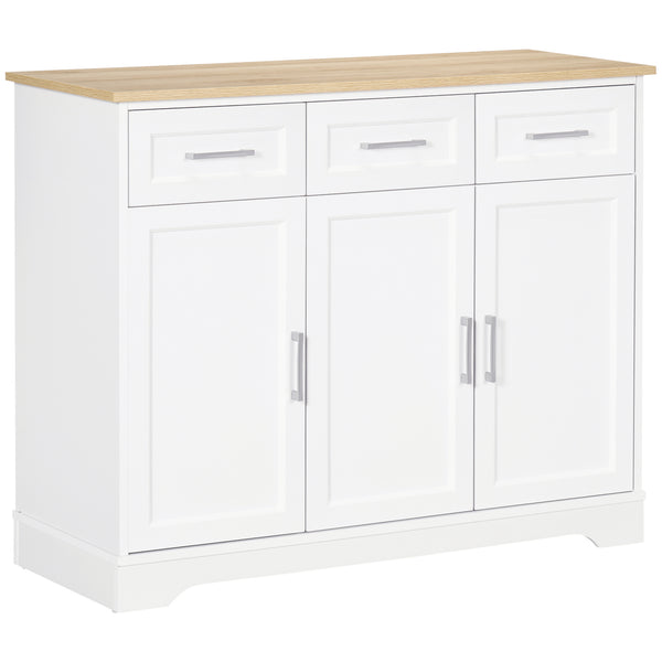 homcom Kitchen Sideboard Buffet Cabinet with 3 Adjustable Height for Dining Room White
