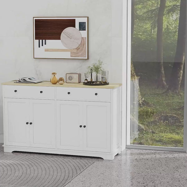 Homcom Modern Sideboard Buffet Cabinet W/ Storage Drawers & Adjustable Shelves White