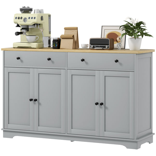 Homcom Modern Sideboard Buffet Cabinet W/ Storage Drawers & Adjustable Shelves Gray