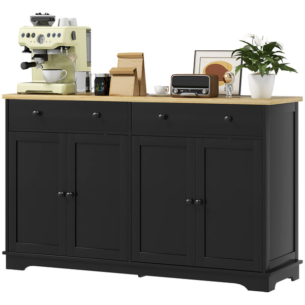 Homcom Modern Sideboard Buffet Cabinet W/ Storage Drawers & Adjustable Shelves Black