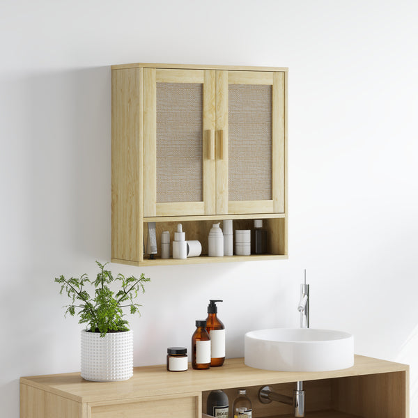 Homcom Over The Toilet Bathroom Cabinet With 2 Doors And Adjustable Shelf Distressed Oak