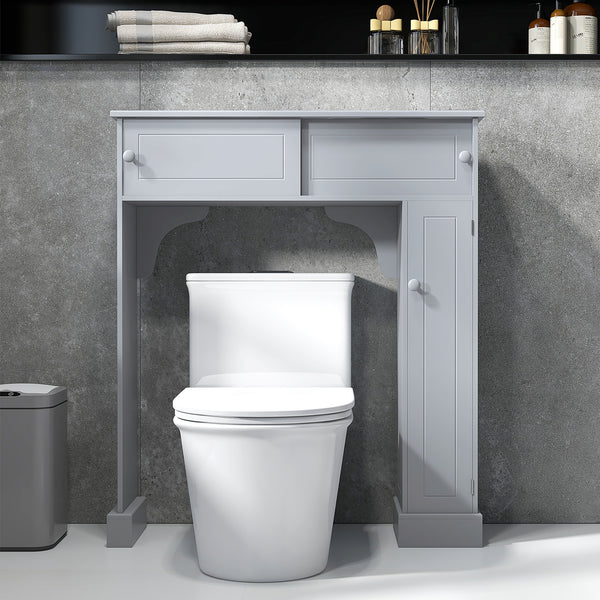Homcom Over Toilet Bathroom Organizer Freestanding Storage Cabinet With Adjustable Shelves Gray