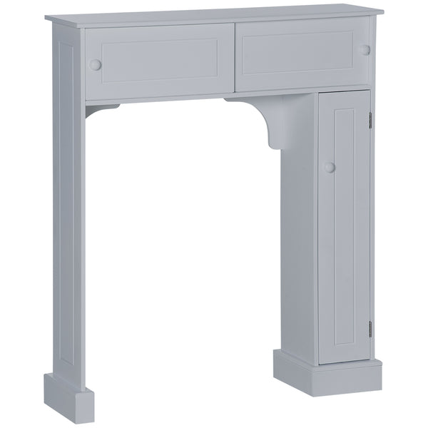 homcom Over Toilet Bathroom Organizer Freestanding Storage Cabinet with Adjustable Shelves Gray