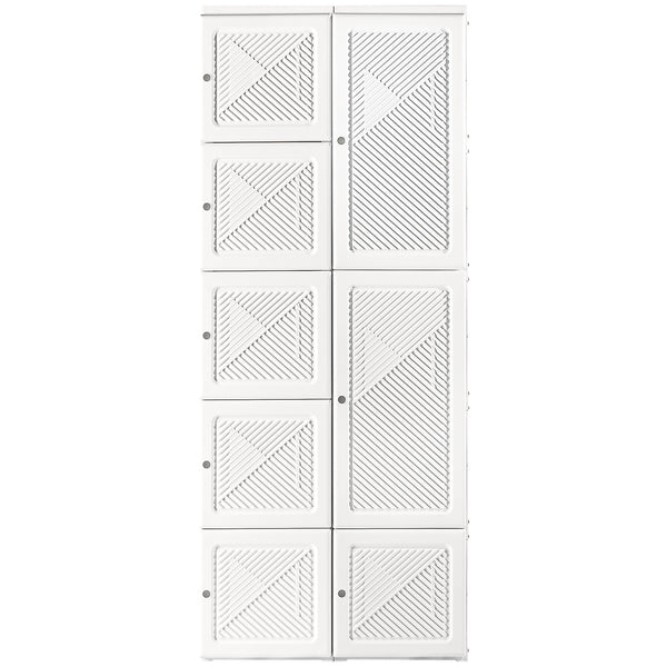 Homcom Portable Wardrobe Closet Folding Armoire Clothes Organizer W/ 6 Cube Compartments White