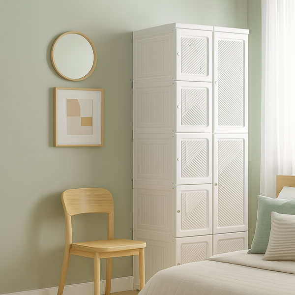 Homcom Portable Wardrobe Closet Folding Armoire Clothes Organizer W/ 6 Cube Compartments White