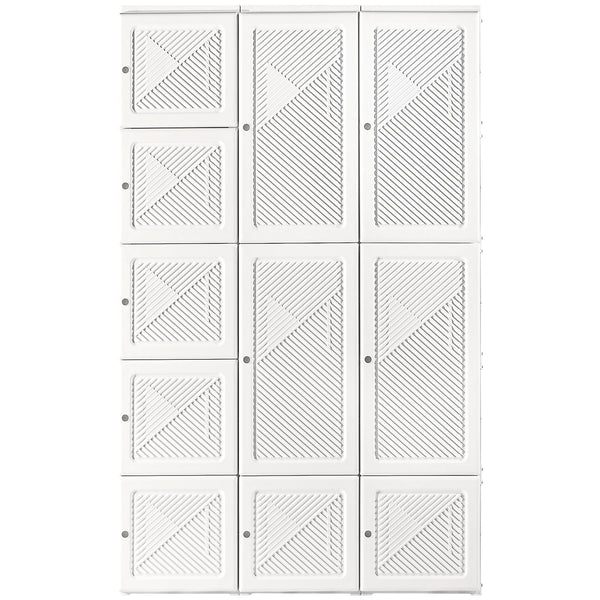 Homcom Portable Wardrobe Closet Folding Armoire Clothes Organizer W/ 8 Cube Compartments White