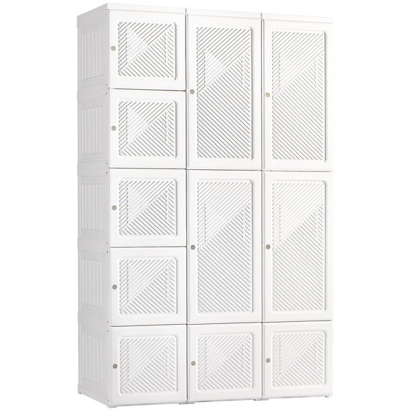 homcom Portable Wardrobe Closet Folding Armoire Clothes Organizer w/ 8 Cube Compartments White