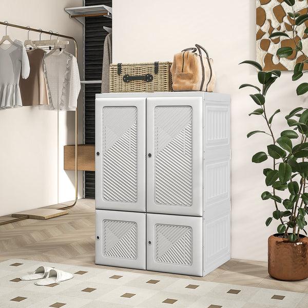 Homcom Portable Wardrobe Foldable Clothes Storage Organizer With 6 Compartments White
