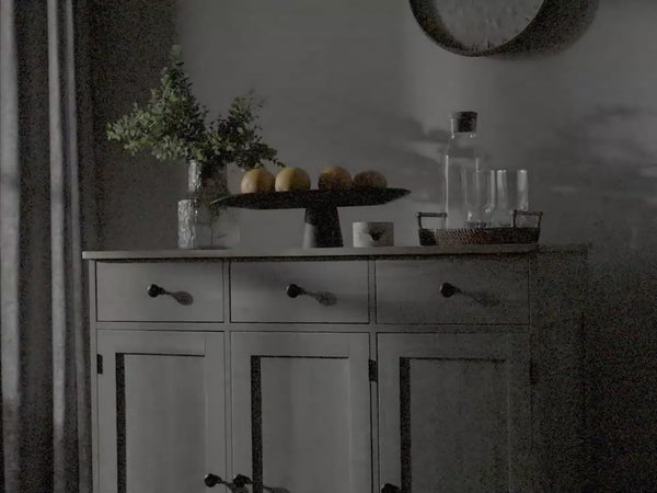 Homcom Sideboard Floor Cupboard Solid Wood Top Adjustable Shelf & 3 Drawers Light Gray