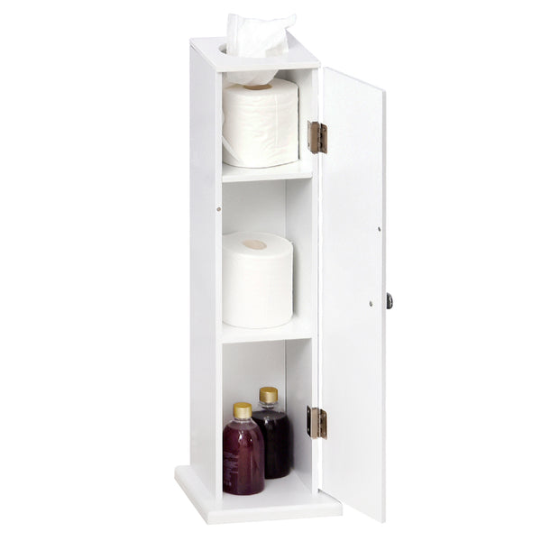 Homcom Small Toilet Paper Cabinet Bathroom Corner Cabinet With Doors And Shelves White
