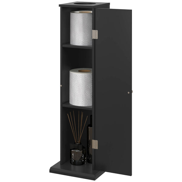 Homcom Small Toilet Paper Cabinet Bathroom Corner Cabinet With Doors And Shelves Black