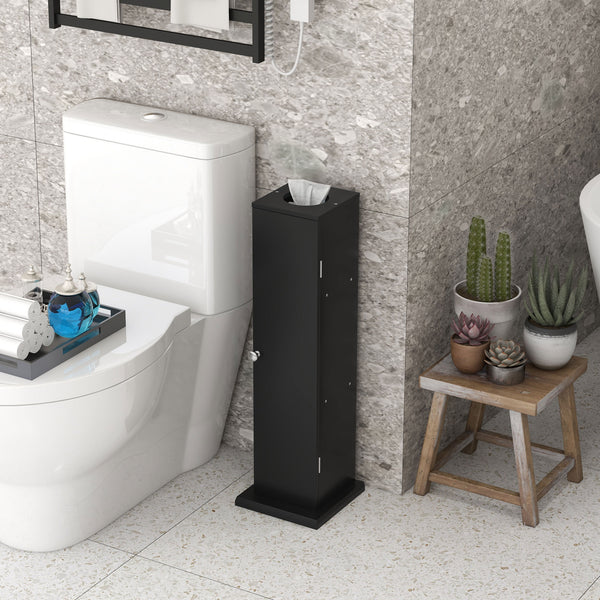 Homcom Small Toilet Paper Cabinet Bathroom Corner Cabinet With Doors And Shelves Black