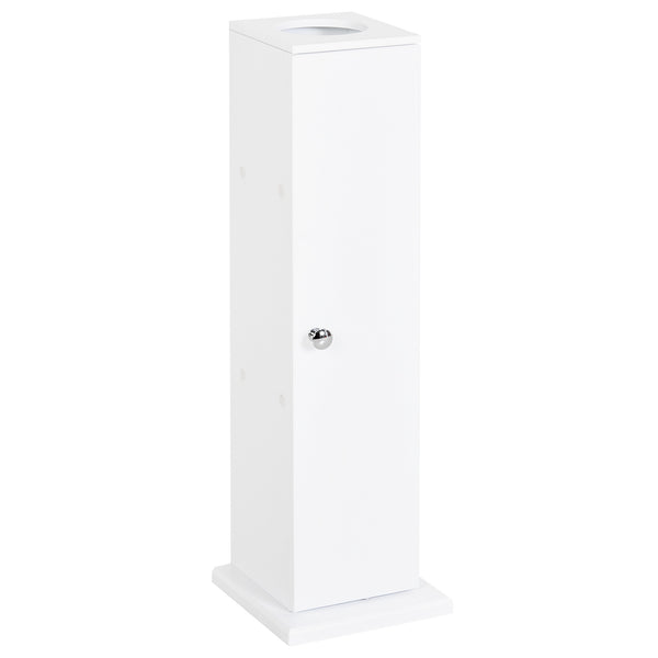 homcom Small Toilet Paper Cabinet Bathroom Corner Cabinet with Doors and Shelves White
