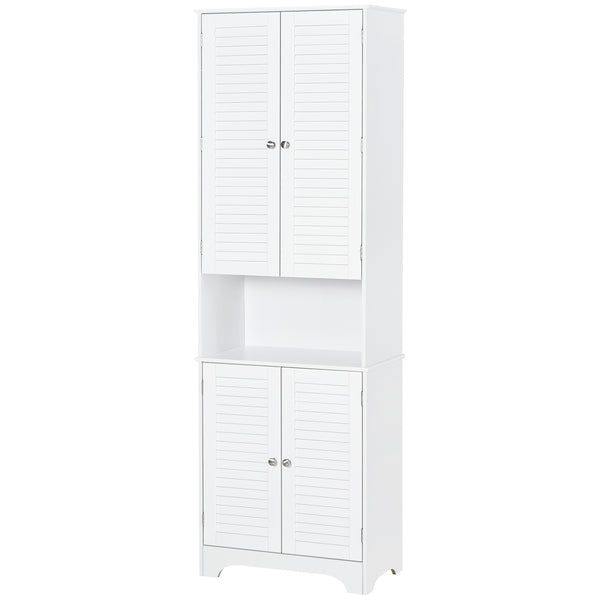 Homcom Tall Narrow Bathroom Storage Cabinet W/ Doors & Shelf Freestanding Linen Cabinet White