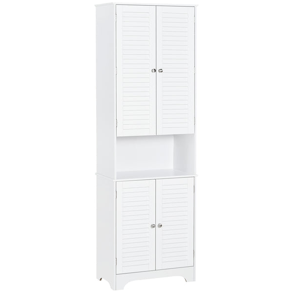 homcom Tall Narrow Bathroom Storage Cabinet w/ Doors & Shelf Freestanding Linen Cabinet White