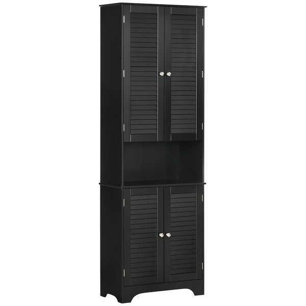 homcom Tall Narrow Bathroom Storage Cabinet w/ Doors & Shelf Freestanding Linen Cabinet Black