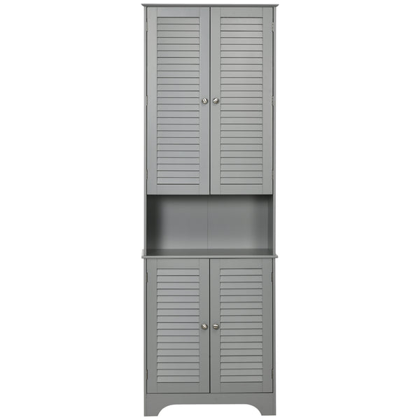 Homcom Tall Narrow Bathroom Storage Cabinet With Doors And Shelf Adjustability Gray
