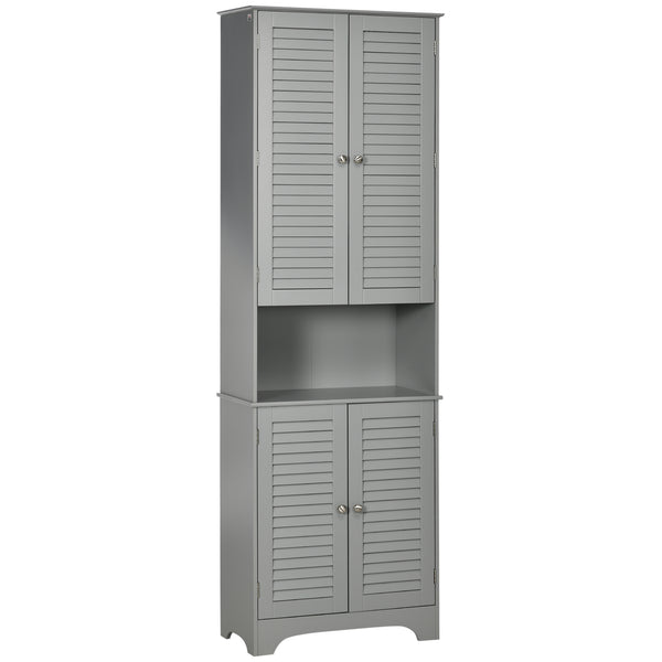 homcom Tall Narrow Bathroom Storage Cabinet with Doors and Shelf Adjustability Gray