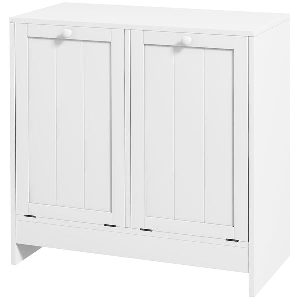 Homcom Tilt-out Laundry Storage Cabinet With 2 Compartment Hampers White