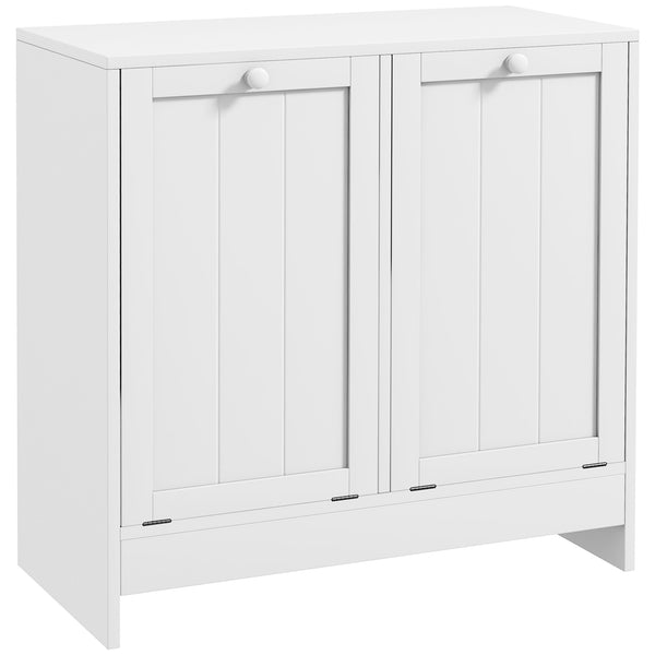 homcom Tilt-out Laundry Storage Cabinet with 2 Compartment Hampers White homcom Tilt-out Laundry Storage Cabinet with 2 Compartment Hampers White