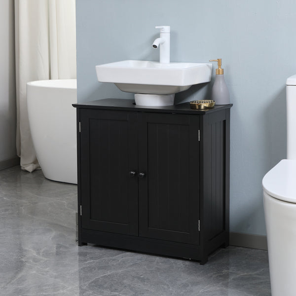 Homcom Under Sink Bathroom Cabinet With 2 Doors And Shelf Pedestal Sink Vanity Cabinet Black