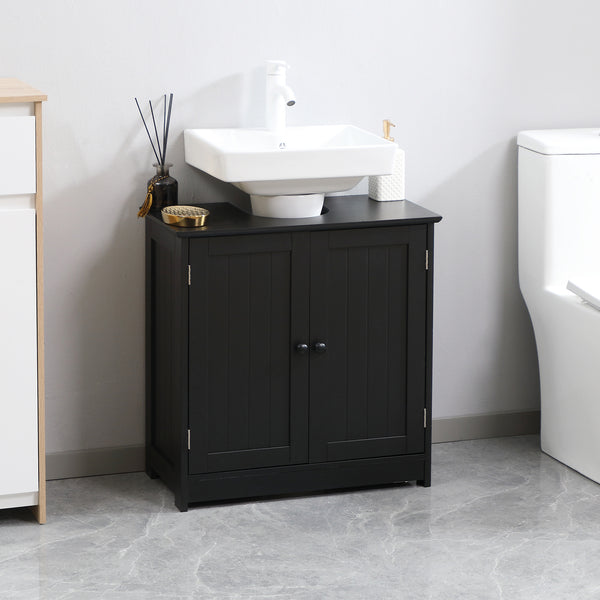 Homcom Under Sink Bathroom Cabinet With 2 Doors And Shelf Pedestal Sink Vanity Cabinet Black