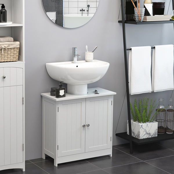 Homcom Under Sink Bathroom Cabinet With 2 Doors And Shelf Pedestal Sink Vanity Furniture White