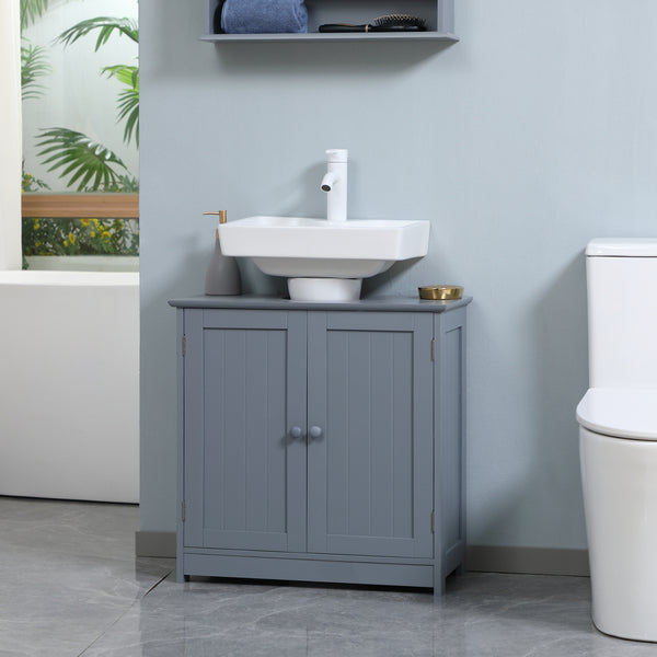 Homcom Under Sink Bathroom Cabinet With 2 Doors And Shelf Pedestal Sink Vanity Cabinet Gray