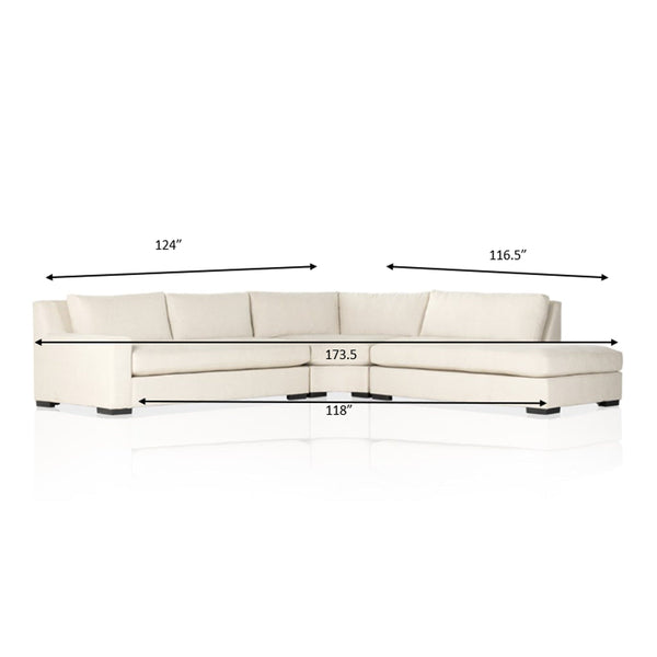 Home Fashion Albany 3 Piece Sectional Alcott Fawn By Four Hands