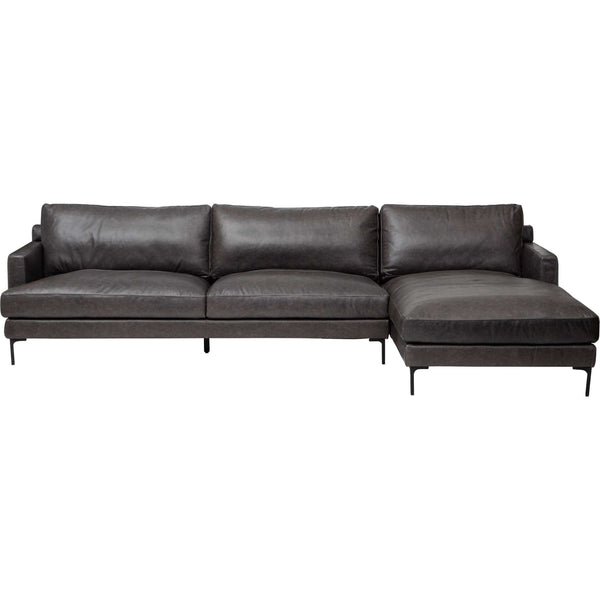 Home Fashion Ansel Leather Sectional Marseille Black