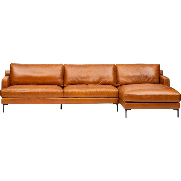 Home Fashion Ansel Leather Sectional Oil Buffalo Camel