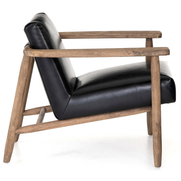 Home Fashion Arnett Leather Chair Dakota Black By Four Hands
