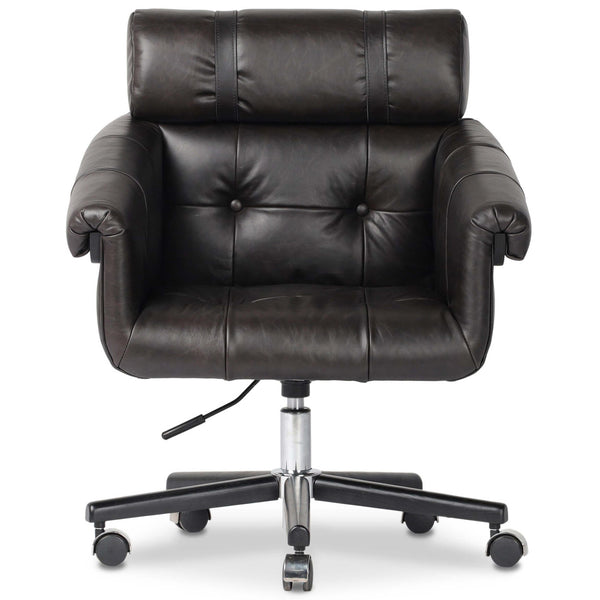 Home Fashion Arnold Leather Desk Chair Sonoma Black By Four Hands