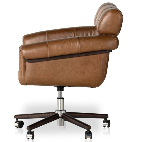 Home Fashion Arnold Leather Desk Chair Sonoma Chestnut By Four Hands