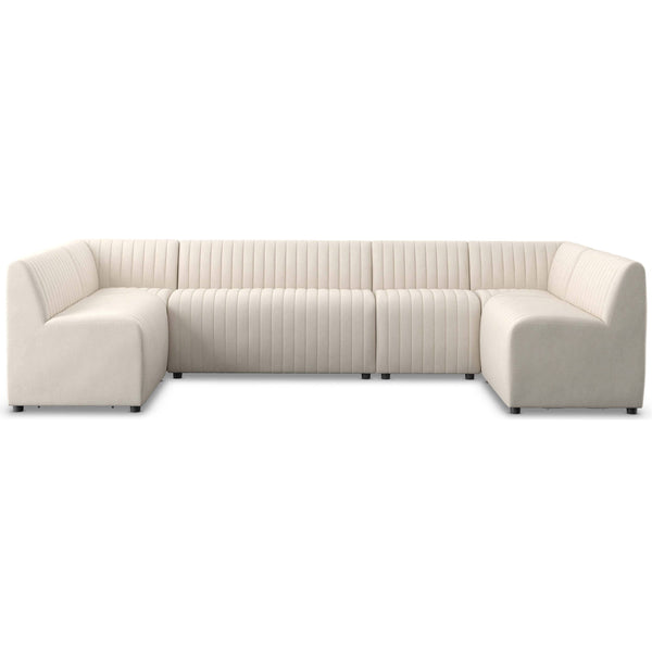 home fashion Augustine 130" Dining U-Shape Banquette Capri Oatmeal by Four Hands