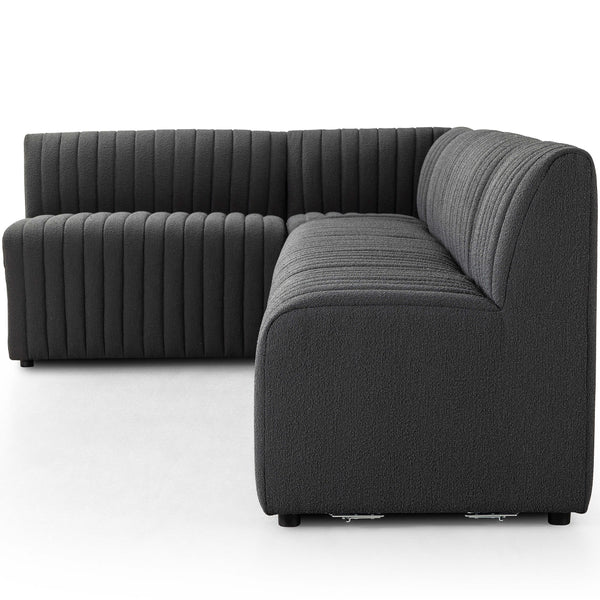 Home Fashion Augustine 135" L-Shaped Banquette Boucle Charcoal By Four Hands