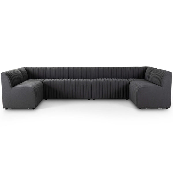 Home Fashion Augustine 143.5" U-Shaped Dining Banquette Boucle Charcoal By Four Hands