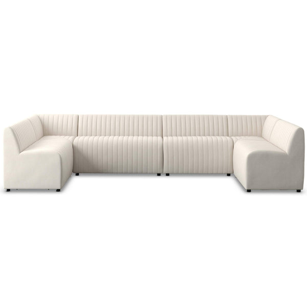 home fashion Augustine 144" Dining U-Shape Banquette Capri Oatmeal by Four Hands
