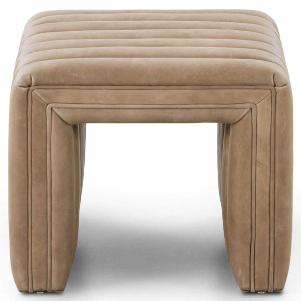 Home Fashion Augustine 21" Leather Ottoman Palermo Drift By Four Hands