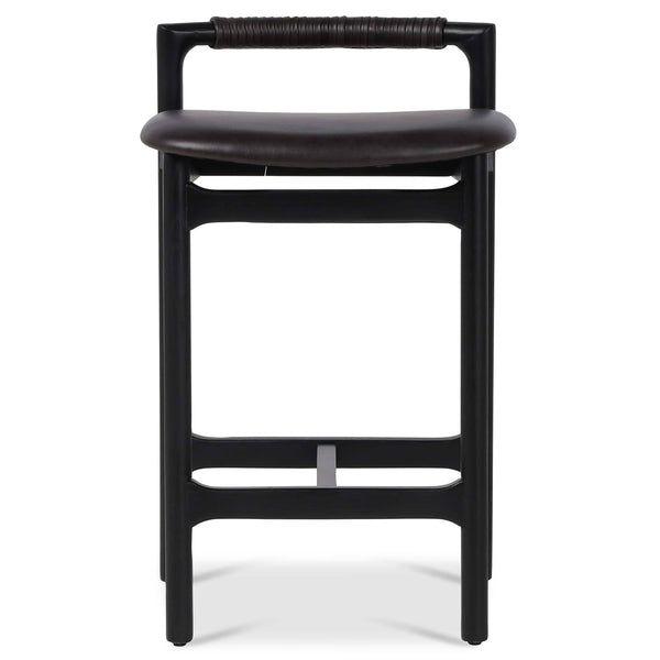Home Fashion Baden Leather Bar & Counter Stool Sonoma Black By Four Hands