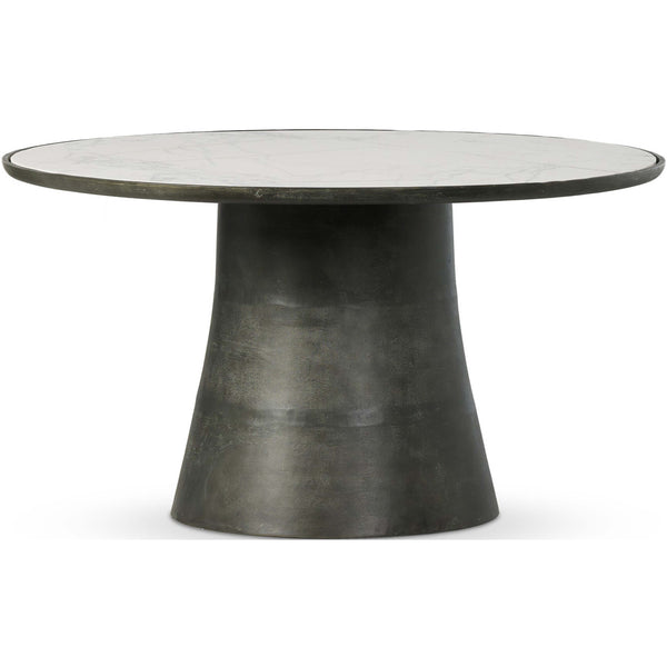 Home Fashion Balboa Outdoor Dining Table Veined White Marble By Four Hands