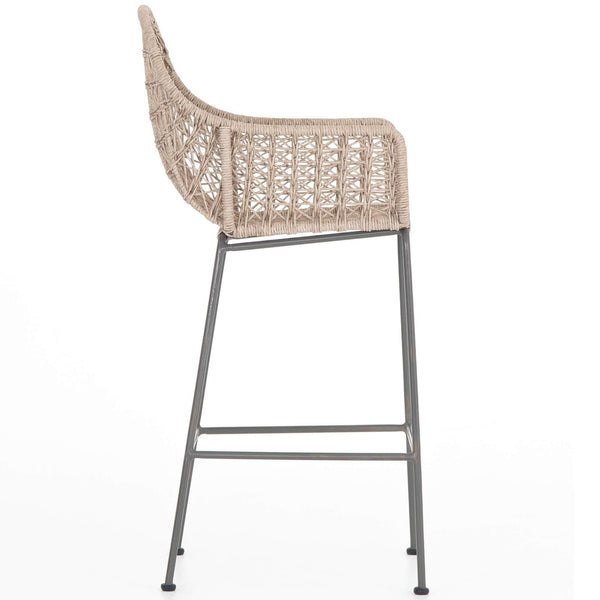 Home Fashion Bandera Outdoor Woven Bar & Counter Stool Vintage White By Four Hands