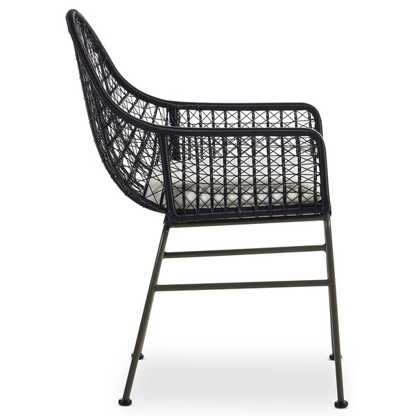 Home Fashion Bandera Outdoor Woven Dining Chair W/Seat Cushion Smoke Black Set Of 2 By Four Hands