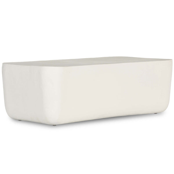 home fashion Basil Outdoor Rectangular Coffee Table Matte White by Four Hands