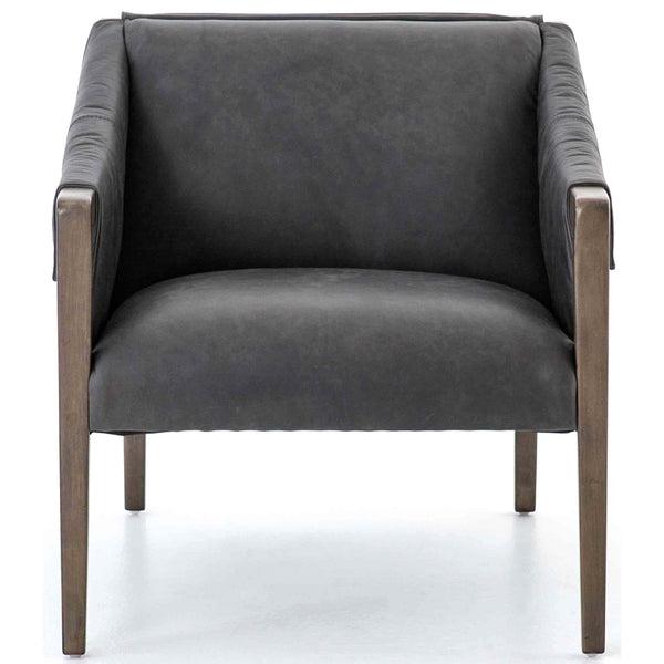 Home Fashion Bauer Leather Chair Chaps Ebony By Four Hands
