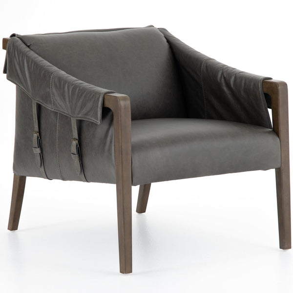 home fashion Bauer Leather Chair Chaps Ebony by Four Hands