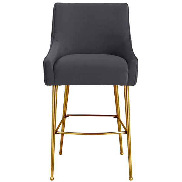 home fashion Beatrix Pleated Bar & Counter Stool Grey/Brushed Gold Base