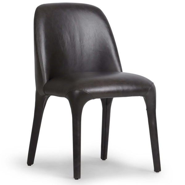 home fashion Bensen Leather Dining Chair Sonoma Black Set of 2 by Four Hands