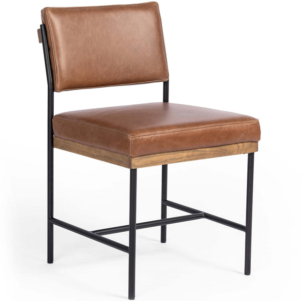 home fashion Benton Leather Dining Chair Sonoma Chestnut Set of 2 by Four Hands